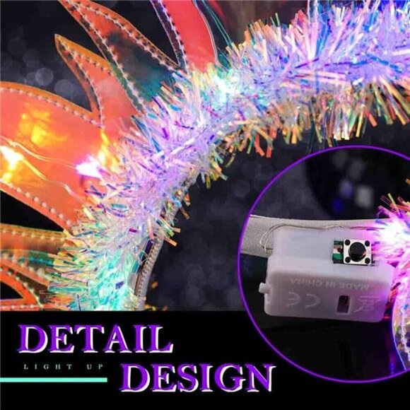 Sunburst Flame Headband – Festival, Rave,  Large Fiery Sun Crown Party Costumes main image 5